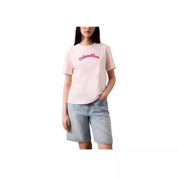 Calvin Klein Мягкий Дышащий Удобный Пуловер с Круглым Вырезом Футболка с Коротким Рукавом Женские топы Светло-Розовый 478011S-690 XS