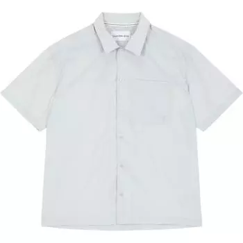 Calvin Klein Мужская рубашка с коротким рукавом на пуговицах свободного кроя, однотонная, серая J326624-PC8 S