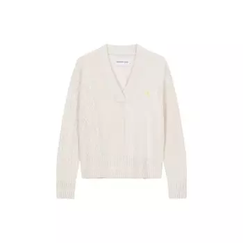 Calvin Klein Однотонный пуловер с v-образным вырезом, женские топы Off-White J220488-ACF