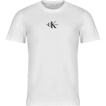 Calvin Klein Однотонный пуловер с вышивкой логотипа, с круглым вырезом, футболка с коротким рукавом, мужской топ, белый J30J325649-YAF XXL