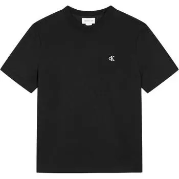 Calvin Klein Пуловер с коротким рукавом, футболка с круглым вырезом и надписью, женский топ, черный 47A219G-UB1 M