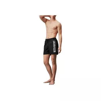 Calvin Klein Шорты для плавания со шнурком средней длины - Intense Power Print Fit мужские шорты для плавания черные KM0KM01004-BEH S