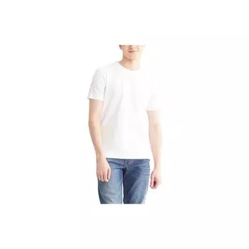 Calvin Klein Сплошной пуловер прямого кроя с круглым вырезом, футболка с короткими рукавами, мужские топы, белые J322758-YAF S