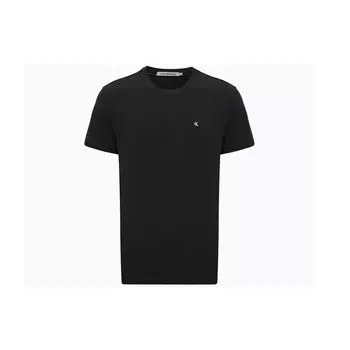 Calvin Klein SS23 Пуловер с круглым вырезом и логотипом с коротким рукавом, мужские топы, черный J320988-BEH