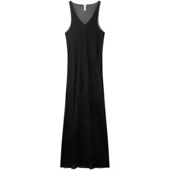 Calvin Klein Ss25 V-образный вырез Повседневная удобная простая ночная рубашка без рукавов женская ночная рубашка Space-Black QS7359 S