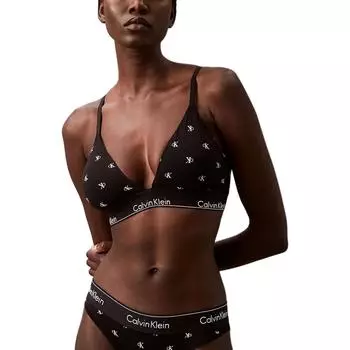Calvin Klein Удобный съемный бюстгальтер с треугольными чашечками и жаккардовыми чашками с буквами, женское нижнее белье, черный цвет 000QF5650E-PCS S