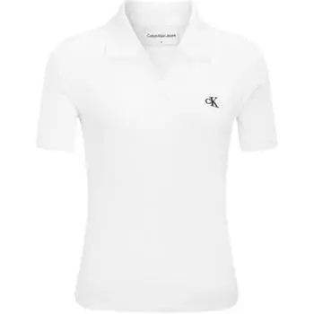 Calvin Klein Вышитый воротник поло облегающая футболка женская топы белые J221839-YAF XS