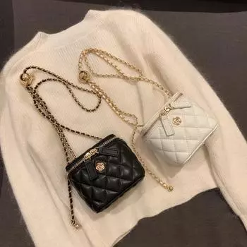 Camellia Rhombic Chain Box Маленькая женская зимняя мини-сумка через плечо Кошельки и сумки Женские сумки Кошельки 12.5CM-7cm-11.5cm