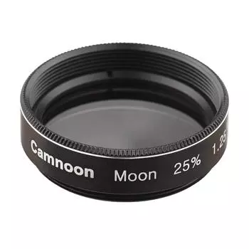 Camnoon 1,25-дюймовый лунный фильтр, фильтр пропускания 25 процентов для окуляра астрономического телескопа чёрный