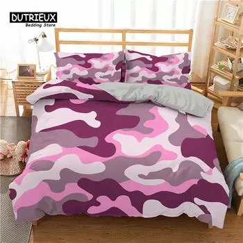 Camouflage Bedding Set Abstract Geometric 3D Duvet Cover With Pillowcase Polyester Fashion Camouflage Quilt Cover Twin King Size 155x215cm 3pcs