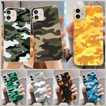 Camouflage Pattern Phone Case For IPhone 14 13 12 11 XS X 8 7 6 Plus Mini Pro Max SE 2022 Soft Transparent Phone Cover iPhone 14
