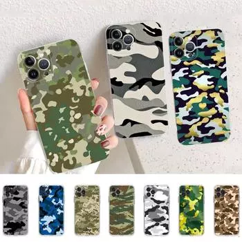 Camouflage Phone Case For iPhone 14 13 12 11 Pro Max XS X XR SE 2020 6 7 8 Plus Mini Transparent Shell 6plus or 6s plus
