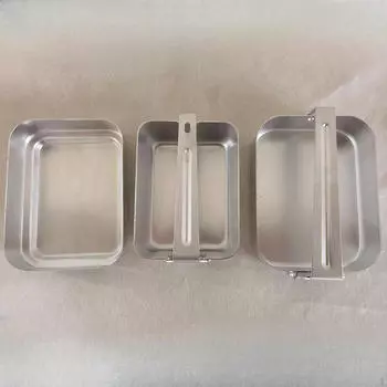 Camping Mess Tin Food Container Rectangle Storage with Lid Dinner Box for Travel