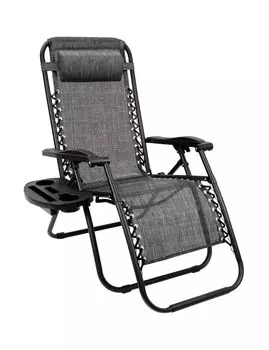 CampWild Outdoor Chair Откидывающееся кресло Складное уличное кресло с пуфом Плавная регулировка угла наклона Легкий вес Грузоподъемность 121 кг Без сборки серый