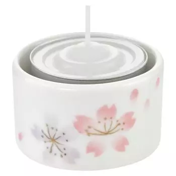 Candle holder 1 cherry blossom pattern (with candle) белый