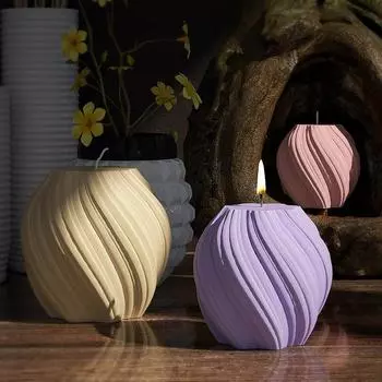 Candle Mold, 1pcs DIY Irregular Geometric Wave Drop Glue Mold, Rotating Candle Mold, Abstract Art Pillar Candle Mold