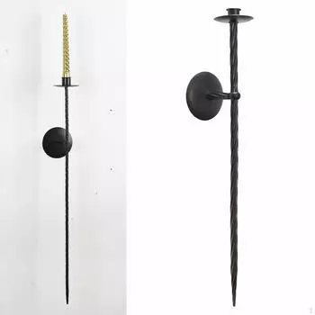 Candle Sconces Wall Holder Chic Metal Large Candlestick for Office Dining Room Hallway чёрный