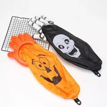 Candy Bag Creative Halloween Palm Pumpkin Skull for Kids Trick or Treat Gift Party Supplies 52.2x14cm оранжевый