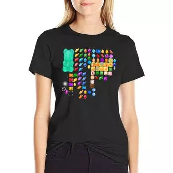 Candy Crush Unisex, Candy Crushers, Game, Candy Crush Lovers Футболка Аниме Одежда Индивидуальные Топы Для Женщин M чёрный