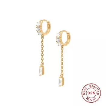 CANNER 925 Silver Hoop Earing Horse Eye Zircon Pendant Chain Earrings For Women Girl Exquisite Ear Buckle Ear Ring Silver Aretes