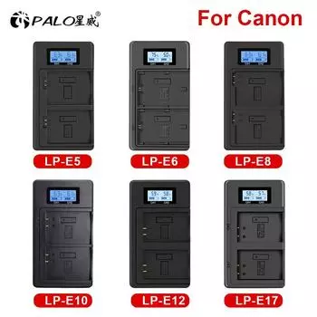 Canon LP-E5 LP-E6 LP-E8 LP-E10 LP-E12 LP-E17 LP E5 E6 E8 E10 E12 E17 Аккумулятор USB Двойное интеллектуальное зарядное устройство Зарядное устройство Canon для цифровой камеры