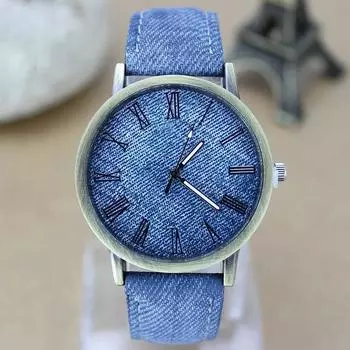 Canvas Dial Watches Watch Quartz Denim Roman Fashion Belt Watch Men and Women Accessories зелёный