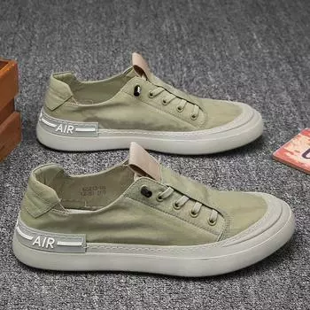 Canvas men s shoes are breathable and deodorant in summer. Old Beijing cloth shoes are one-pedal construction site work. Non-slip soft-soled labor 39 зелёный