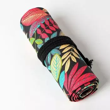 Canvas Pencil Case 12/24/36/48/72 Hole Makeup Wrap Holder Storage Pouch Student School Supplies A-12 Holes
