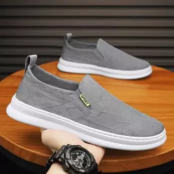 Canvas shoes men s summer breathable casual flat baseplate shoes versatile work shoes one pedal lazy old Beijing cloth shoes 39