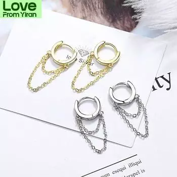 Caoshi Стильные женские серьги-кольца для вечеринки Модные женские аксессуары для вечеринки Универсальные трендовые ювелирные изделия с цепочкой