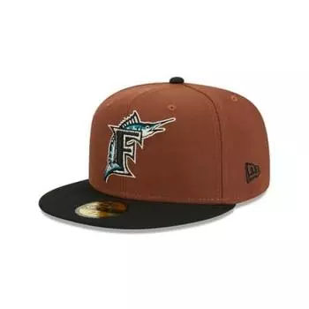 Cap 59FIFTY Miami Marlins MLB Harvest 59FIFTY Cerrada Cap 60426559 Hat Brown [New Era] [Item]