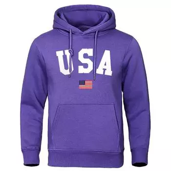 Capital Usa и Flag Of The United States Мужская толстовка с капюшоном Япония Аниме Одежда Осенние свободные толстовки с капюшоном Модные карманные теплые пуловеры S