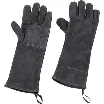 Captain Stag Captain Stag Outdoor Длинные кожаные перчатки Ug 3280 Черные [Огнестойкие перчатки для приготовления пищи на открытом воздухе]