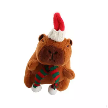 Capybara Keychain Plush Toy for Bags, Holiday Gift Kids no rings green scarf