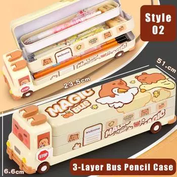 Capybara Pen Box Three Layer Stationery Storage Box New Stationery Organizer Back To School Gift 02