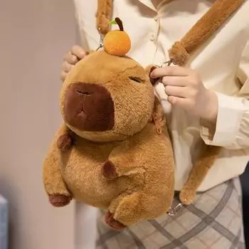 Capybara Plush Child Backpack With Adjustable Straps Leisure Outdoor Bag Storage Orange