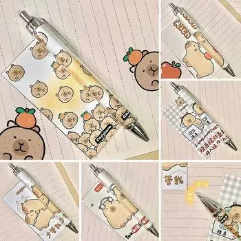 Capybara Press Pen Cartoon Cute Roll Paper Гелевые ручки Student 0.5Mm Быстросохнущая ручка для письма Kawaii Креативные канцелярские принадлежности A5