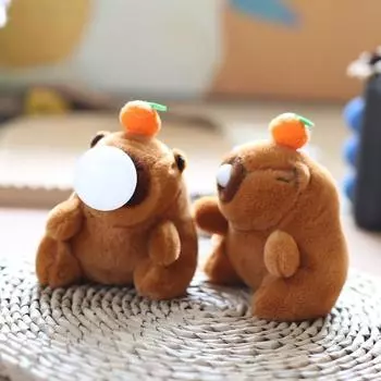 Capybara Stuffed Plush Toy With Wiggling Tail For Kids Gift And Bag Decor Bubble Blowing