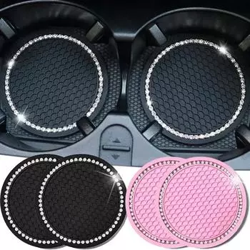 Car 2Pcs Black Auto Cup Holder Anti Slip Insert Coasters Pads Interior Accessories Universal Fits Perfectly For Most Cups