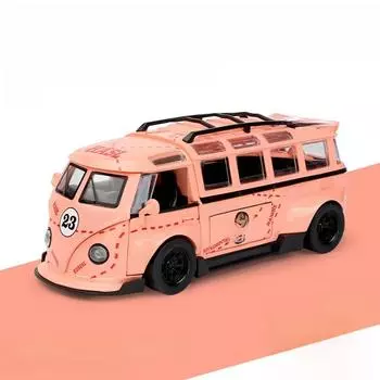 Car Alloy Model T1 Classic Bus With Opening Doors For Gift Daily PinkBox