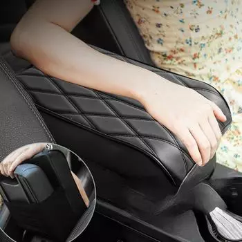 Car Armrest Box Height Pad Universal Leather Armrest Cushion Memory Foam Support Armrest Storage with Pocket Central Universal