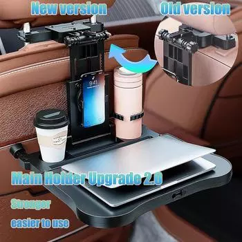 Car Backseat Organizer Rack Multifunctional Tablet Holder Foldable Seat Back Laptop ABS Table Tray for Working Travel Eating чёрный