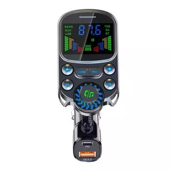 Автомобильный BT MP3-плеер FM-передатчик PD+QC3.0 автомобильный зарядный адаптер с 2-дюймовым OLED-экраном поддержка чёрный