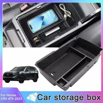 Car Central Armrest Storage Box For Honda CRV 6Th 2024 Center Console Organizer Containers Tray Accessories чёрный