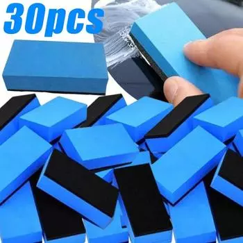 Car Ceramic Coating Sponge Applicator 30/1PCS Glass Nano Wax Coat Sponges Blue Square Sponge and Cloth Cleaning Accessories New