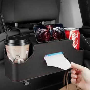 Car Chair Back Storage Box Tissue Hanging Bag Multifunctional Storage Box Car Rear Seats Water Cup Storage Phone Holder чёрный