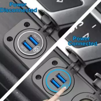 car charger Quick Charge 3.0 dual USB car charger with touch switch 200W cigarette lighter waterproof for car boat motorcycle