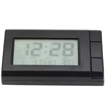 Car Clock With Temperature Display Electronic Watch Thermometer Self-Adhesive LCD Digital Display Ornaments Interior Automobile чёрный