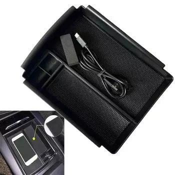 Car Console Armrest Storage Box Phone Wireless Charger For Tesla For Model X / S 2016-2020 ABS Plastic Center Console Case CHINA