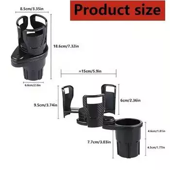 Car Cup Holder Expander For Car Adapter Adjustable Multifunctional Dual Cup Holder With Phone Holder Aromatherapy Organizer чёрный